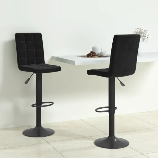 Bancos de Bar   Veludo Preto (2 pcs)