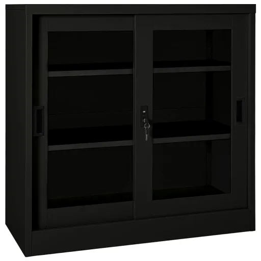 Armário com Porta Deslizante Aço 90x40x90 cm Preto