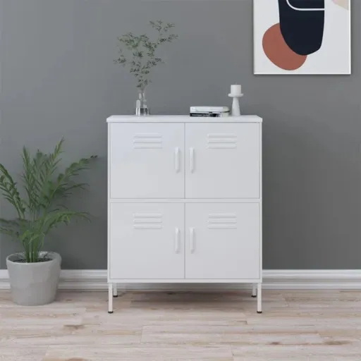 Armário de Arrumação Aço 80x35x101,5 cm Branco