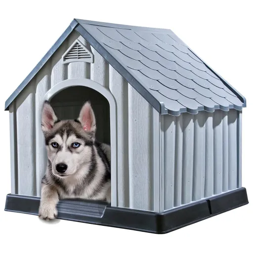 Casota para Cão 92x87x91 cm Plástico Cinzento