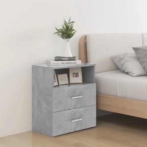 Mesas de Cabeceira   50x32x60 cm Cinzento-Cimento (2 pcs)