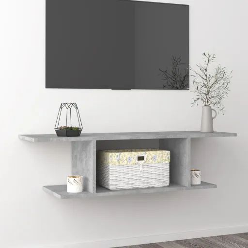 Móvel de TV para Parede 103x30x26,5 cm Cinzento Cimento
