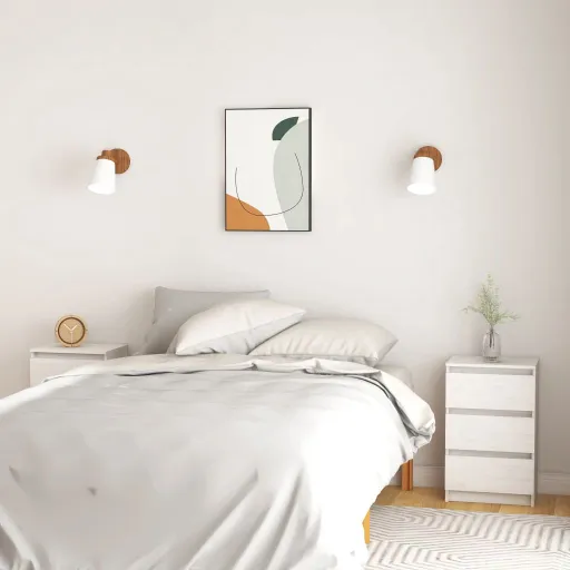 Mesas de Cabeceira   40x29,5x64 cm Pinho Maciço Branco (2 pcs)