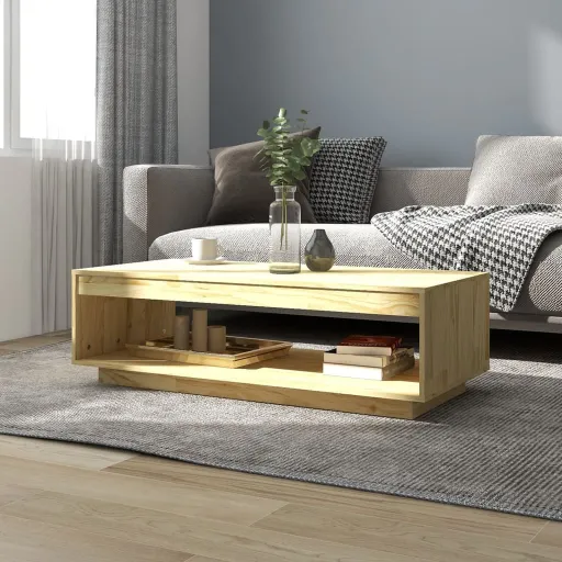 Mesa de Centro 110x50x33,5 cm Madeira de Pinho Maciça