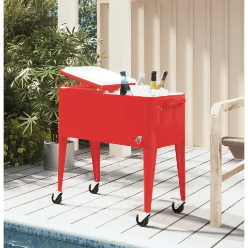 Carrinho Refrigerador com Rodas 92x43x89 cm Vermelho