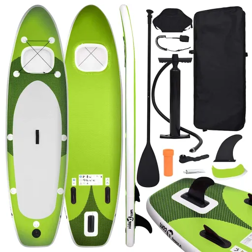Conjunto Prancha de Paddle SUP Insuflável 300x76x10 cm Verde