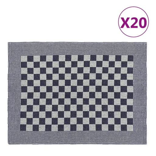 Panos de Cozinha   50x70 cm Algodão Azul e Branco (20 pcs)
