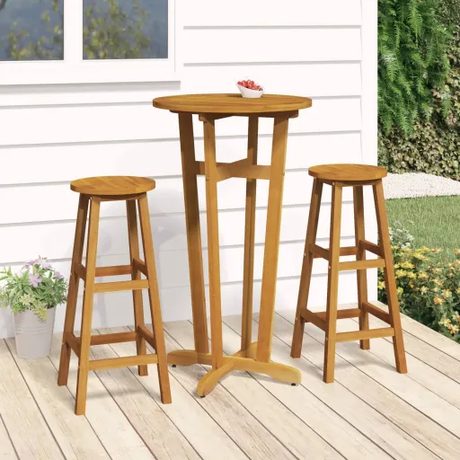 Conjunto de Bar   Madeira de Acácia Maciça  (3 pcs)
