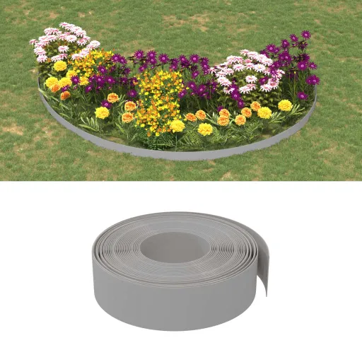 Borda de Jardim 10 m 15 cm Polietileno Cinzento