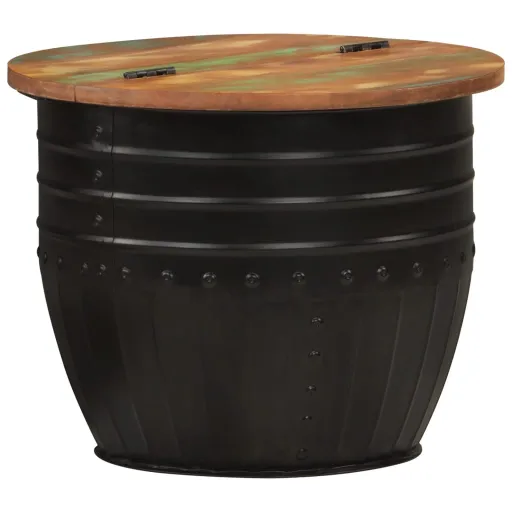 Mesa de Centro 50x39,5 cm Madeira Recuperada Maciça Preto