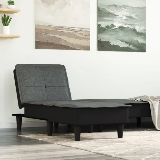 Chaise Longue Tecido Cinzento-Escuro