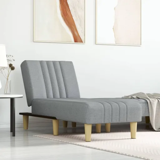 Chaise Longue Tecido Cinzento-Claro