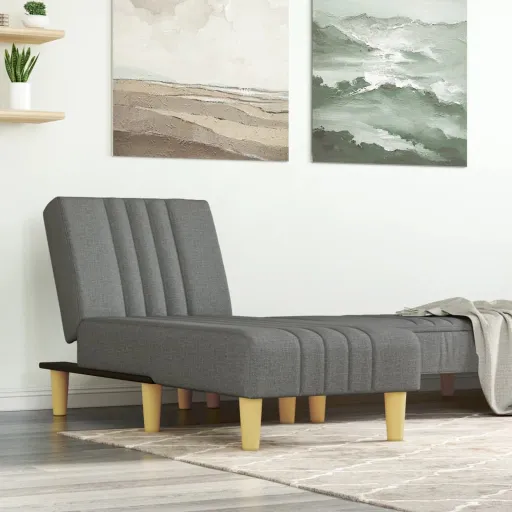 Chaise Longue Tecido Cinzento-Escuro