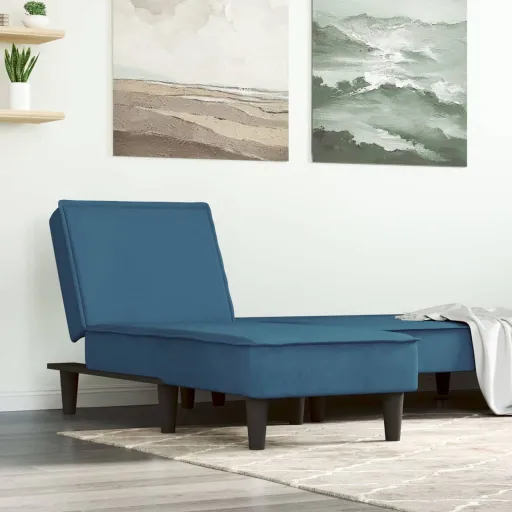 Chaise Longue Veludo Azul