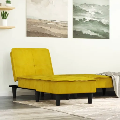 Chaise Longue Veludo Amarelo
