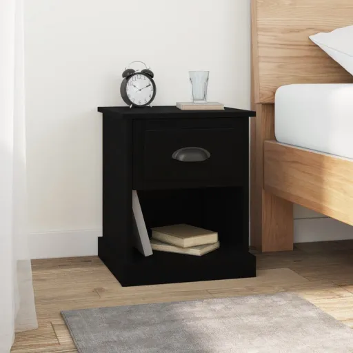 Mesas Cabeceira   39x39x47,5 cm Derivados de Madeira Preto (2 pcs)