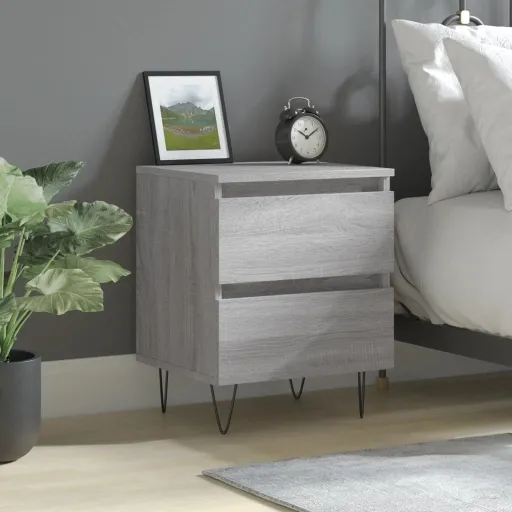 Mesa de Cabeceira 40x35x50 cm Derivados de Madeira Cinza Sonoma