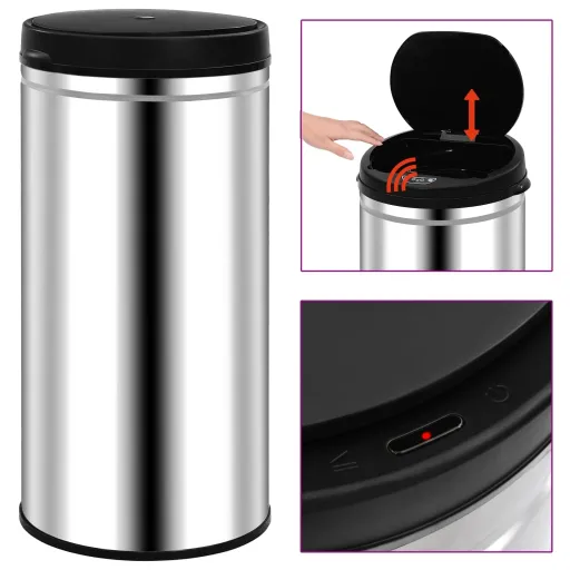 Caixote do Lixo com Sensor Automático 70 L Aço Inoxidável