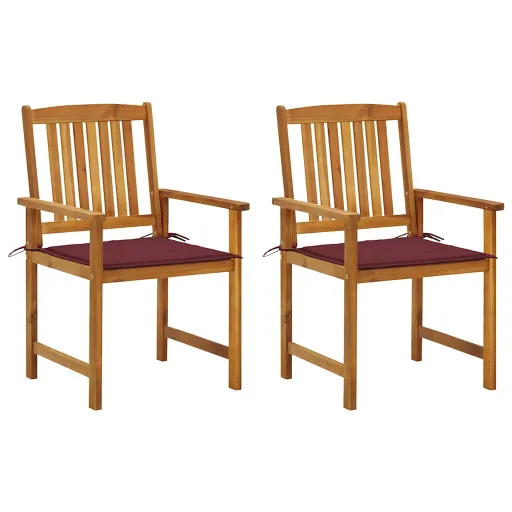 Cadeiras de Jardim com Almofadões   Acácia Maciça (2 pcs)