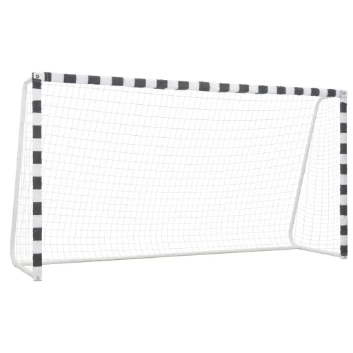 Baliza de Futebol 300x160x90 cm Metal Preto e Branco