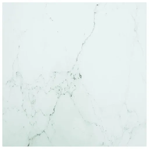 Tampo Mesa 70x70 cm 6 mm Vidro Temperado Design Mármore Branco