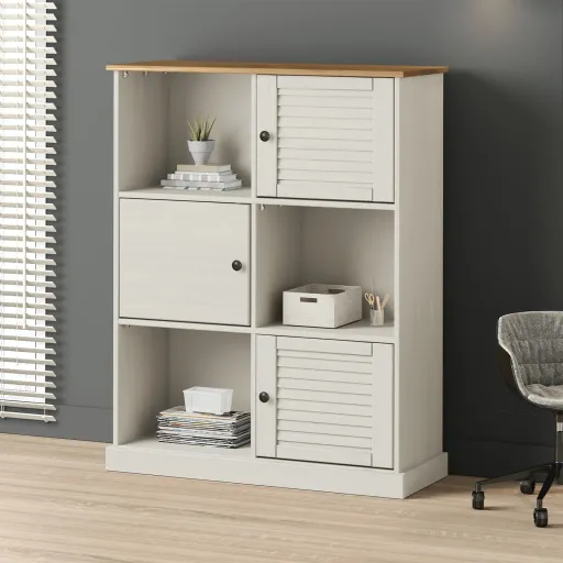 Estante VIGO 90x35x114,5 cm Madeira de Pinho Maciça Branco