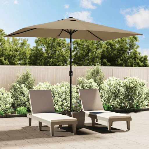 Guarda-Sol Exterior c/ Poste Metal 300x200cm Cinza-Acastanhado