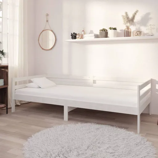 Sofá-Cama 90x200 cm Madeira de Pinho Maciça Branco