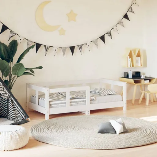 Estrutura de Cama Infantil 70x140 cm Pinho Maciço Branco