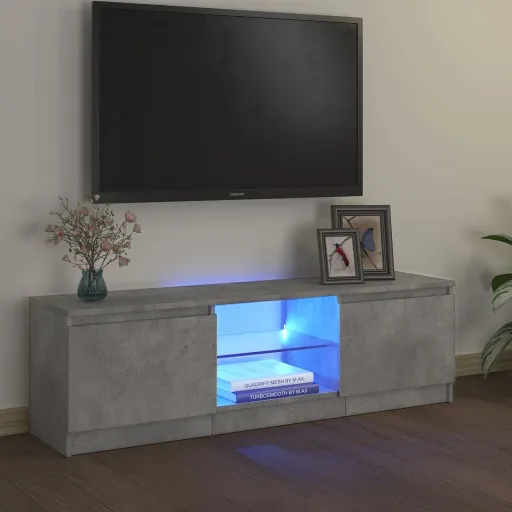Móvel de TV com Luzes LED 120x30x36 cm Cinzento Cimento