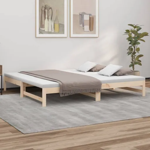 Sofá-Cama de Puxar 2x(80x200) cm Madeira de Pinho Maciça