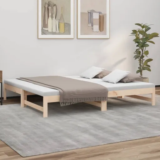 Estrutura Sofá-Cama de Puxar 2x(90x190) cm Pinho Maciço