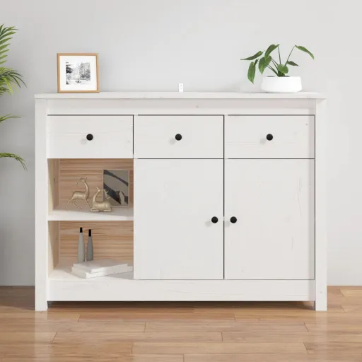 Aparador 100x35x74 cm Madeira de Pinho Maciça Branco