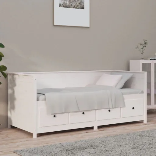 Sofá-Cama Sem Colchão 90x190 cm Madeira de Pinho Maciça Branco
