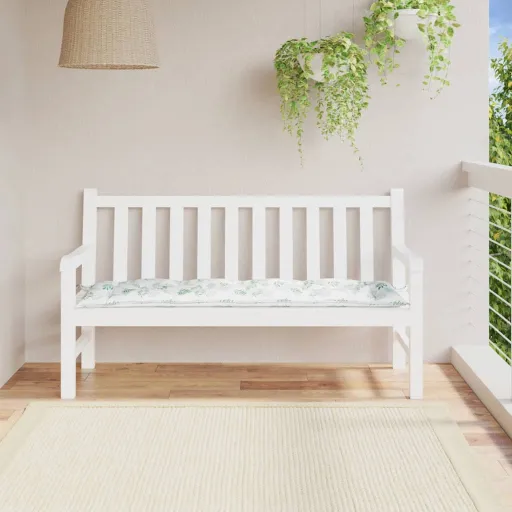 Almofadão Banco Jardim 150x50x7 cm Tecido Oxford Padrão Folhas