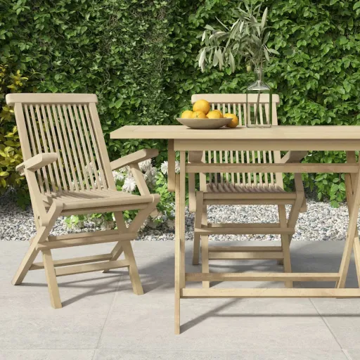 Cadeiras de Jardim Dobráveis   56x61x89cm Teca Maciça Cinza (2 pcs)