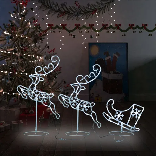 Rena Voadora/Trenó de Natal 260x21x87cm Acrílico Branco Frio
