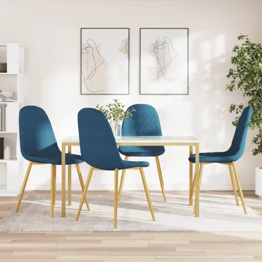 Cadeiras de Jantar   Veludo Azul (4 pcs)