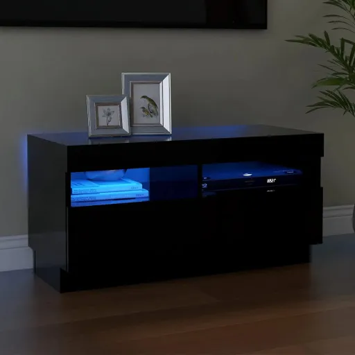 Móvel de TV com Luzes LED 80x35x40 cm Preto