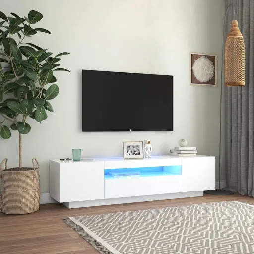Móvel de TV com Luzes LED 160x35x40 cm Branco