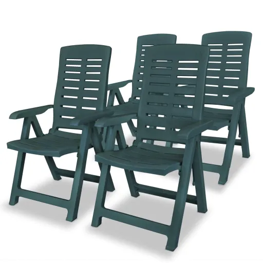 Cadeiras de Jardim Reclináveis   Plástico Verde (4 pcs)