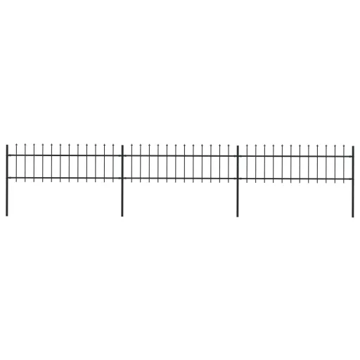 Cerca de Jardim com Topo em Forma de Lança em Aço 537x60 cm, Preta