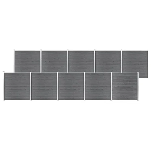 Painel de Vedação para Jardim 1737x186 cm WPC Cinzento