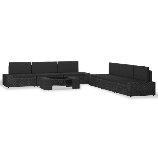 Conjunto Lounge para Jardim Vime PE Preto (7 pcs)