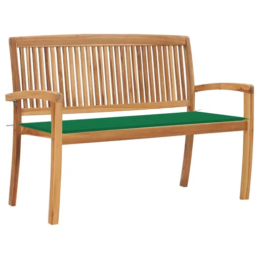 Banco de Jardim Empilhável c/ Almofadão 128,5 cm Teca Maciça