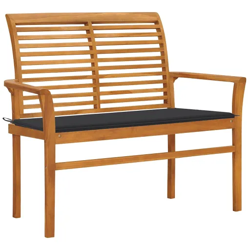 Banco de Jardim c/ Almofadão Antracite 112 cm Teca Maciça