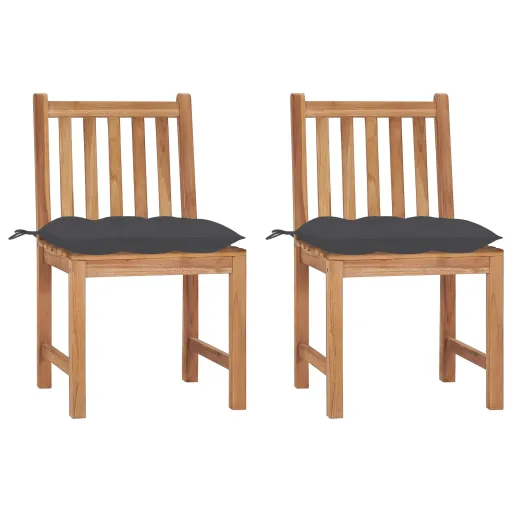 Cadeiras de Jardim c/ Almofadões   Teca Maciça (2 pcs)