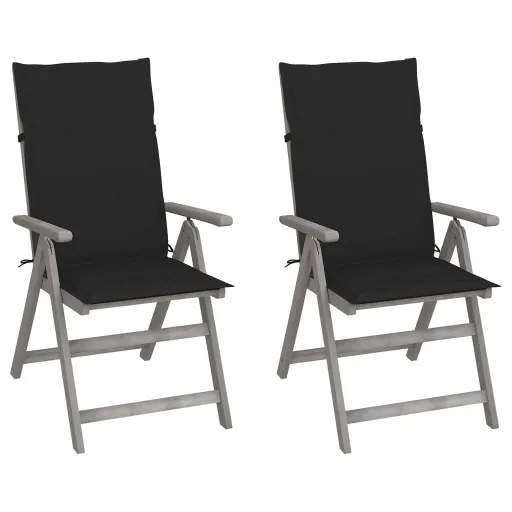 Cadeiras Jardim Reclináveis c/ Almofadões   Acácia Maciça (2 pcs)