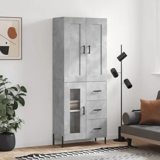 Armário Alto 69,5x34x180 cm Derivados de Madeira Cinza Cimento