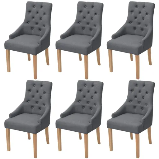 Cadeiras de Jantar   Tecido Cinzento-Escuro (6 pcs)